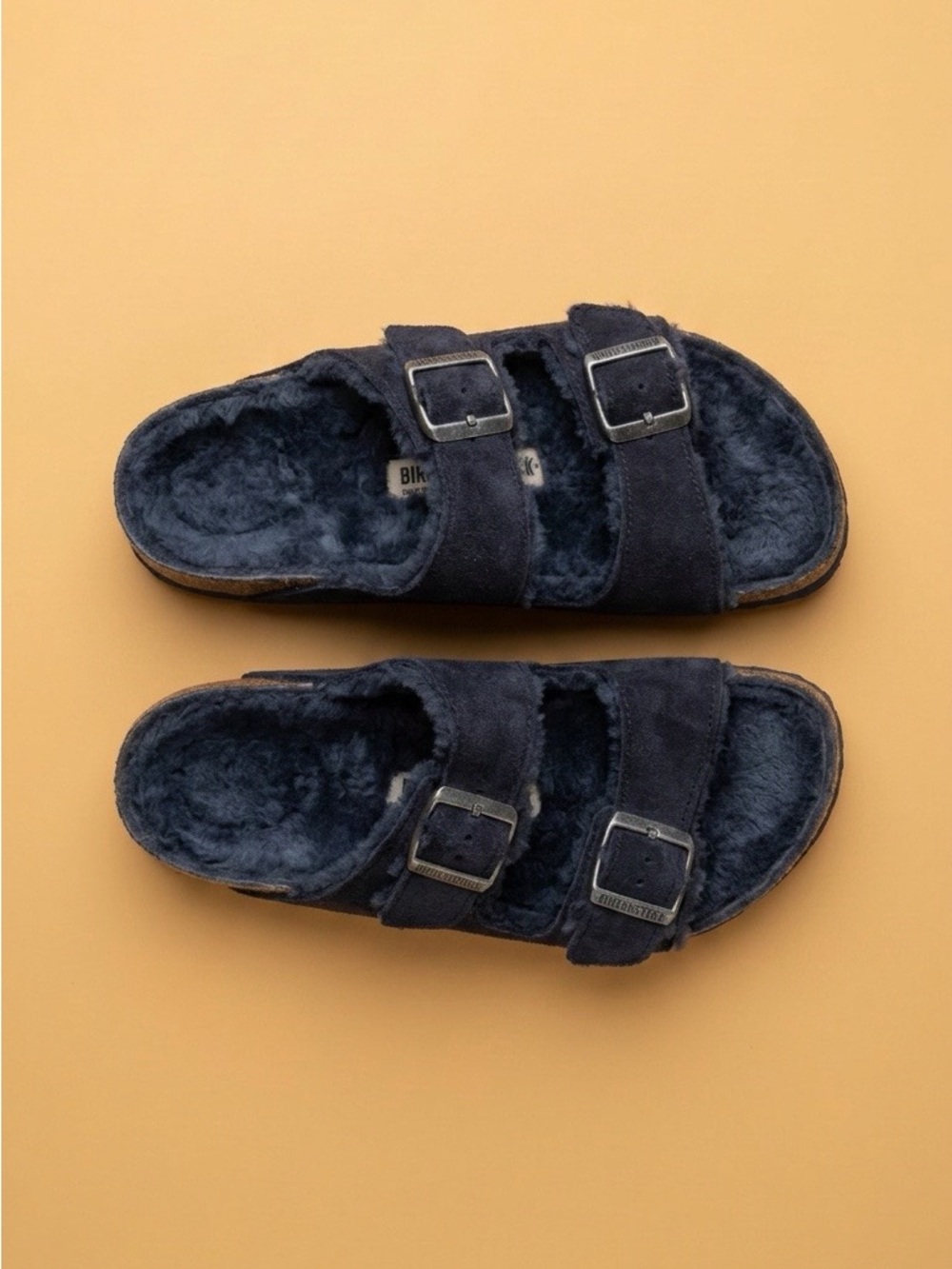 Birkenstock Arizona Shearling Suede Leather sandal in Navy